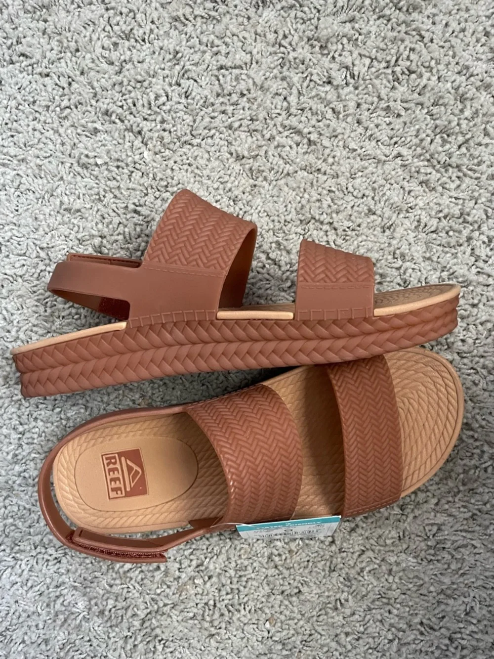Reef Vista Platform Rubber Sandals NWT Size 9 Tan Woven Sole Boho Summer - Picture 6 of 10
